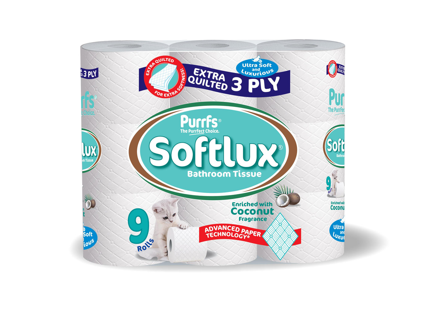 Pallet Deal: 56 Cases Purrfs Softlux 3-Ply Toilet Paper (Coconut Scented)