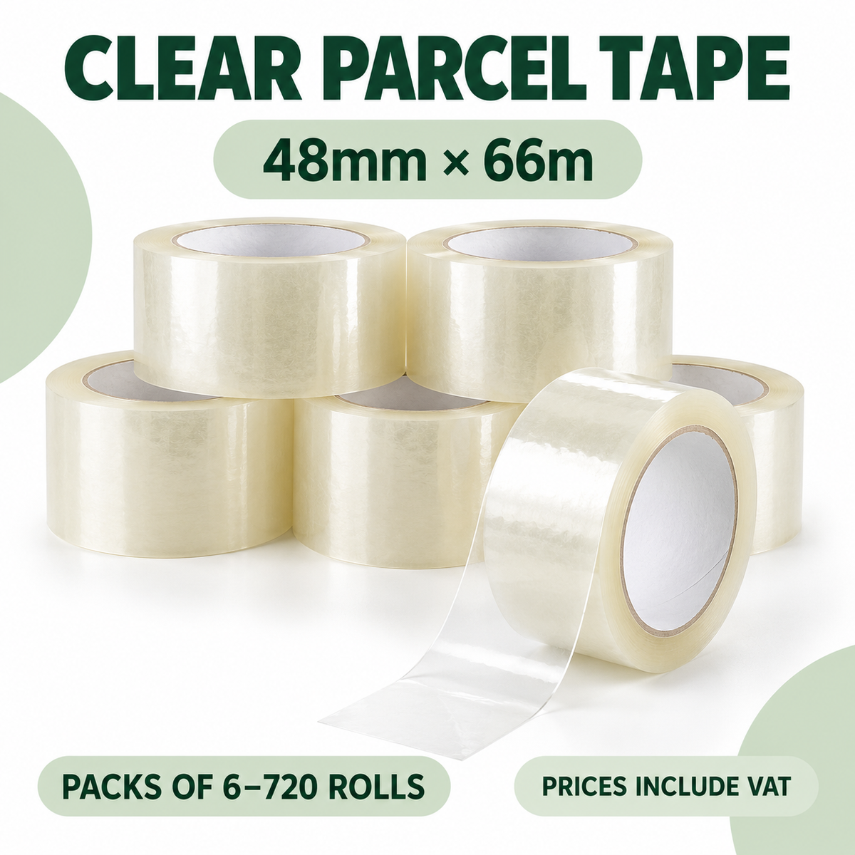 Clear Parcel Packing Tape 48mm x 66m | Bulk Rolls