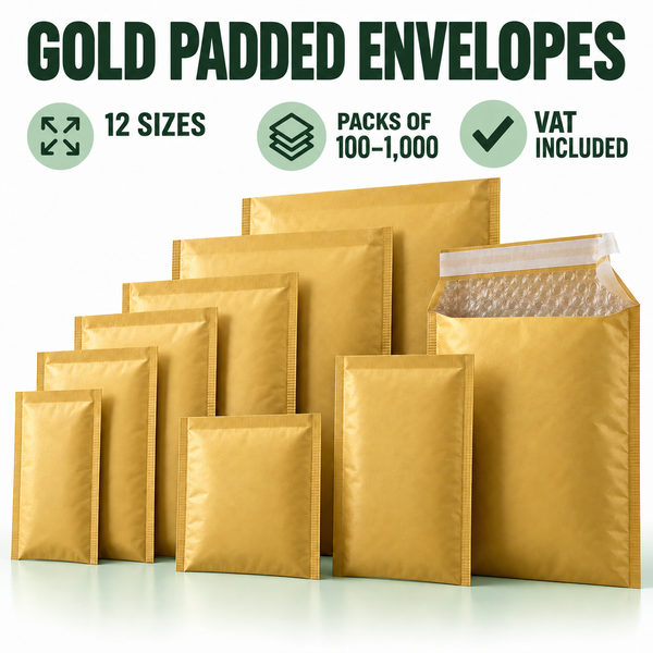 Gold Padded Bubble Envelopes | All Sizes | Bulk Packs