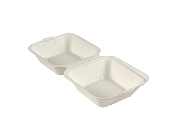White Compostable Bagasse Takeaway Food Containers