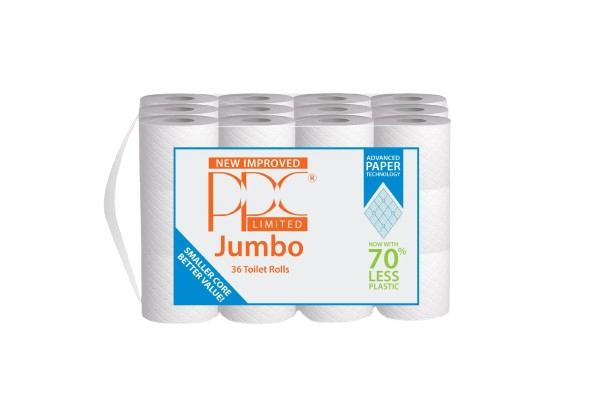 PPC Jumbo 2-Ply Quilted Embossed Toilet Rolls - Eco-Friendly Recycled Tissue