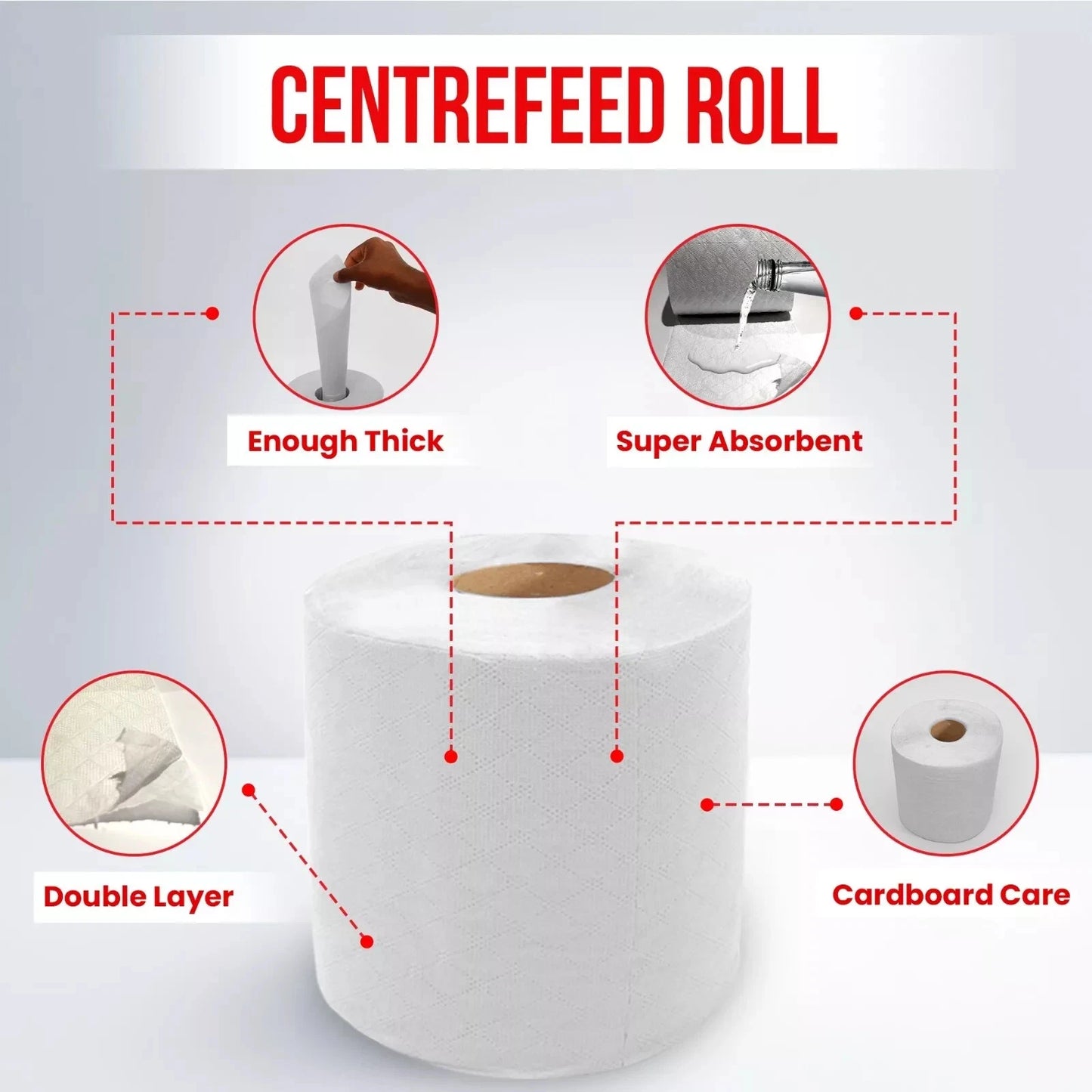 12x Centrefeed White Rolls | 2 Ply Embossed Paper Towels | Strong & Absorbent | Sustainable & UK Supplier |