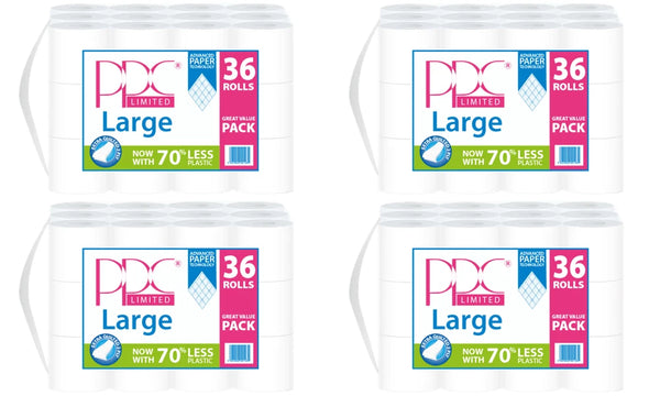144 Toilet Large PPC Rolls 2ply Quilted Embossed Luxury White Tissue Rolls
