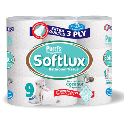Softlux 3ply 90 Toilet Rolls Quilted Coconut Flavour- Ultra Soft and Absorbent