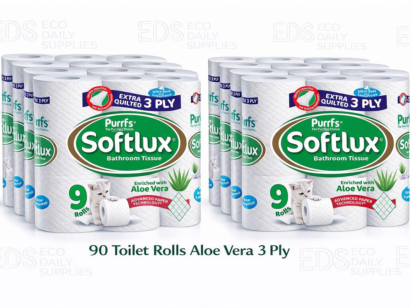 Softlux 3ply 90 Toilet Rolls Quilted Aloe Vera Flavour- Ultra Soft and Absorbent