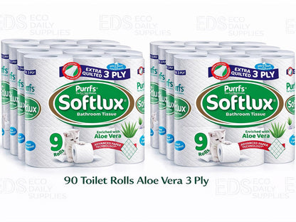 Softlux 3ply 90 Toilet Rolls Quilted Aloe Vera Flavour- Ultra Soft and Absorbent