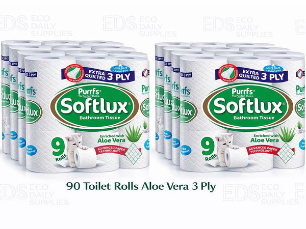 Softlux 3ply 90 Toilet Rolls Quilted Aloe Vera Flavour- Ultra Soft and Absorbent