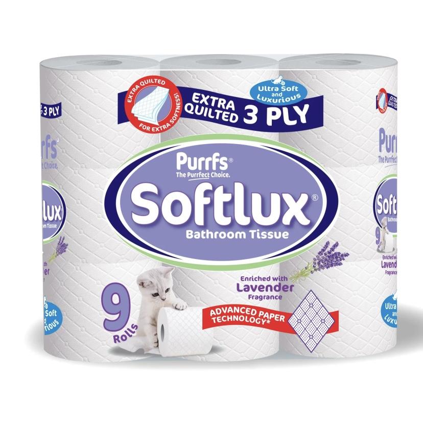 Softlux 3ply 90 Toilet Rolls Quilted Lavender Flavour- Ultra Soft and Absorbent