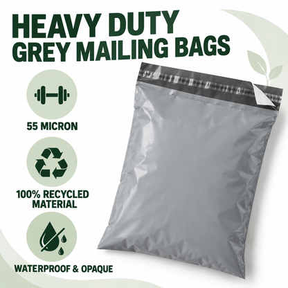 Heavy Duty Grey Mailing Bags – 55 Micron | Standard Sizes