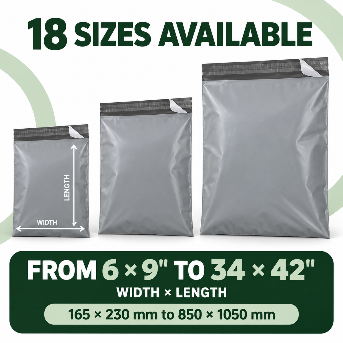 Heavy Duty Grey Mailing Bags – 55 Micron | Standard Sizes