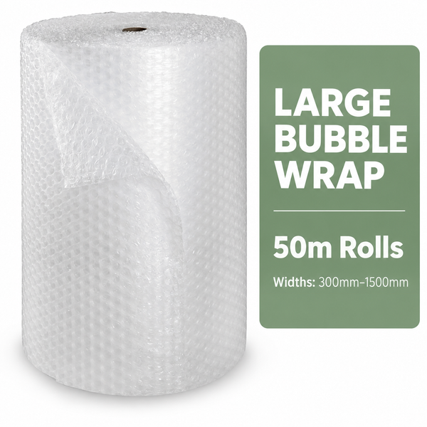 Large Bubble Wrap Rolls – 50m | Multiple Widths & Bulk Packs