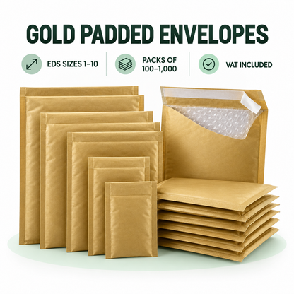 Gold Padded Bubble Envelopes | All Sizes | Bulk Packs