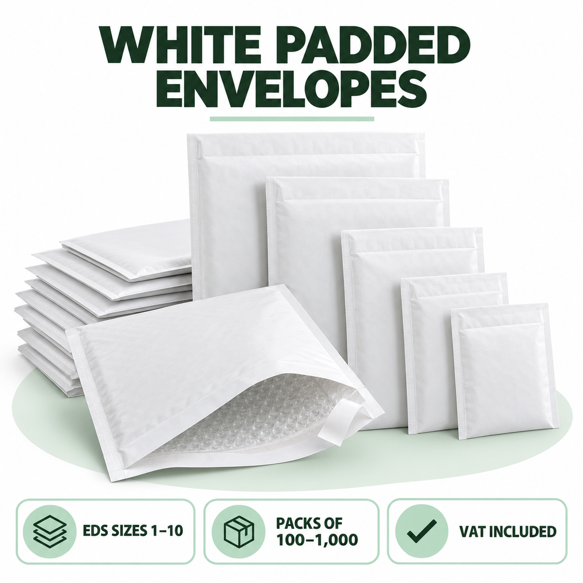 White Padded Bubble Envelopes | All Sizes | Bulk Packs