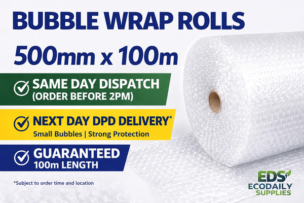 Bubble Wrap Roll 500mm x 100m Small Bubbles Strong Packing Wrap