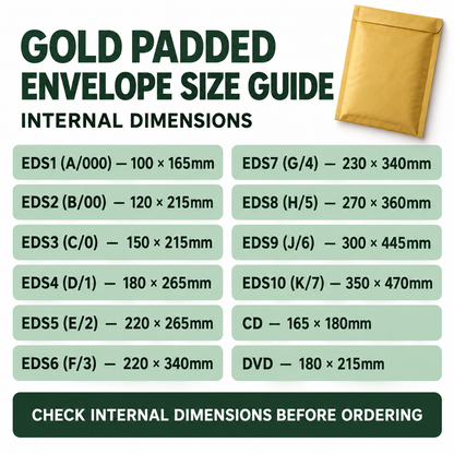 Gold Padded Bubble Envelopes | All Sizes | Bulk Packs
