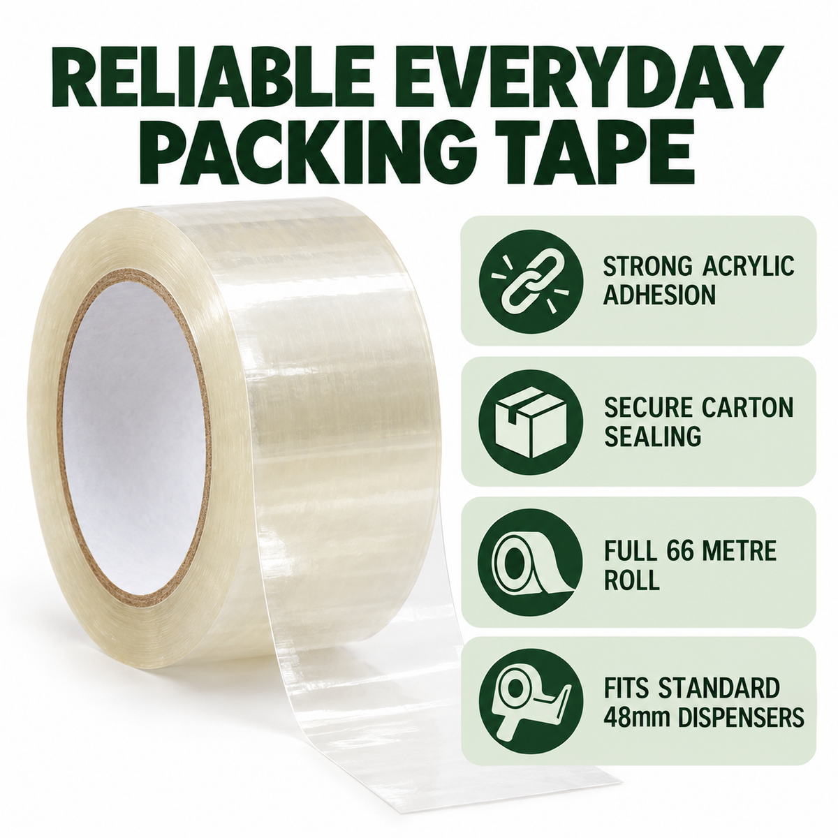 Clear Parcel Packing Tape 48mm x 66m | Bulk Rolls