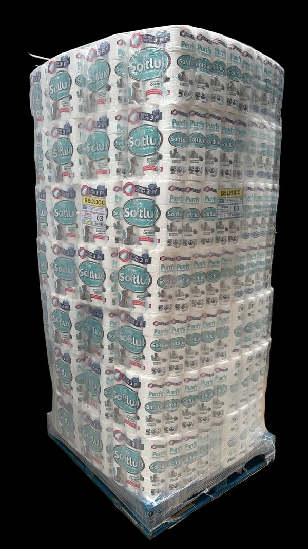 Pallet Deal: 56 Cases Purrfs Softlux 3-Ply Toilet Paper (Coconut Scented)