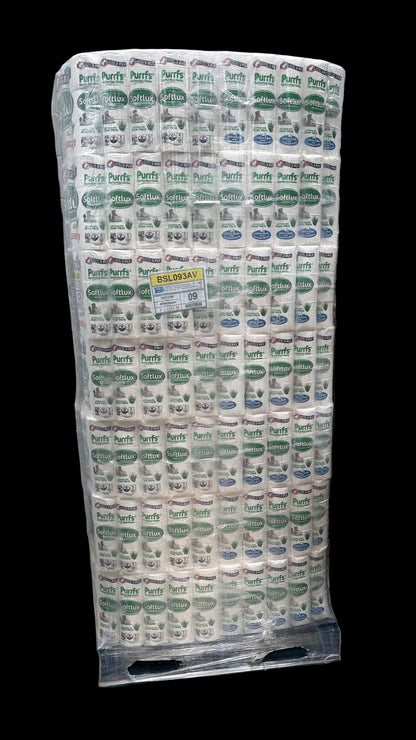 Pallet Deal: 56 Cases Purrfs Softlux 3-Ply Toilet Paper (Aloe Vera Scented)