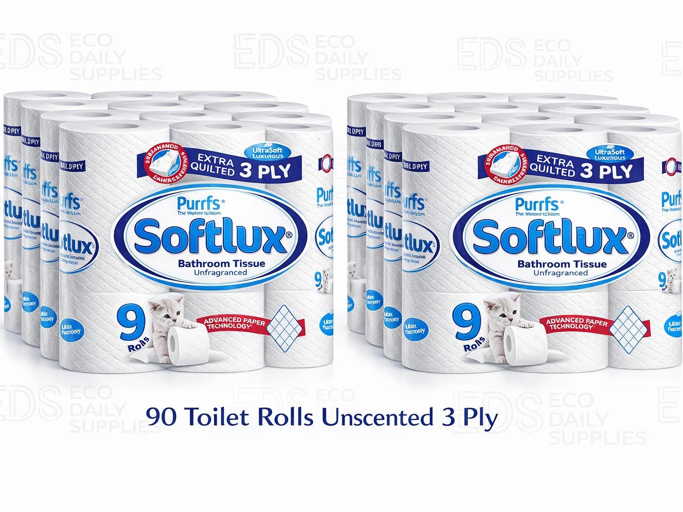 Softlux 3ply 90 Toilet Rolls Quilted Unscented Flavour- Ultra Soft and Absorbent