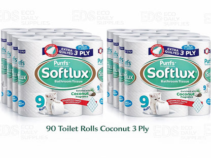 Softlux 3ply 90 Toilet Rolls Quilted Coconut Flavour- Ultra Soft and Absorbent