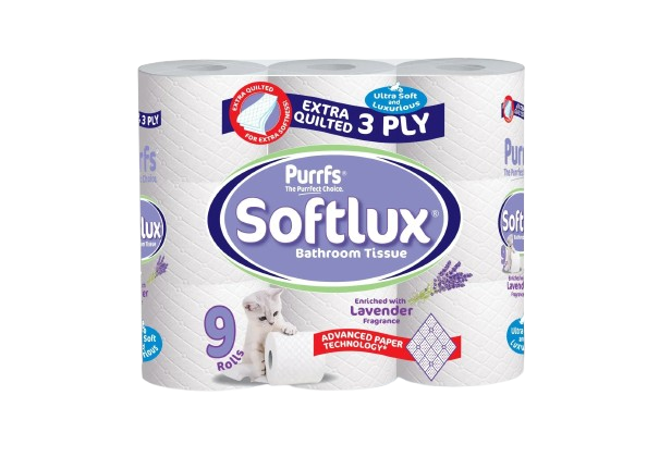 SOFTLUX™ 3-Ply Extra Quilted Lavender Scented Toilet Rolls - Premium Bathroom Tissue