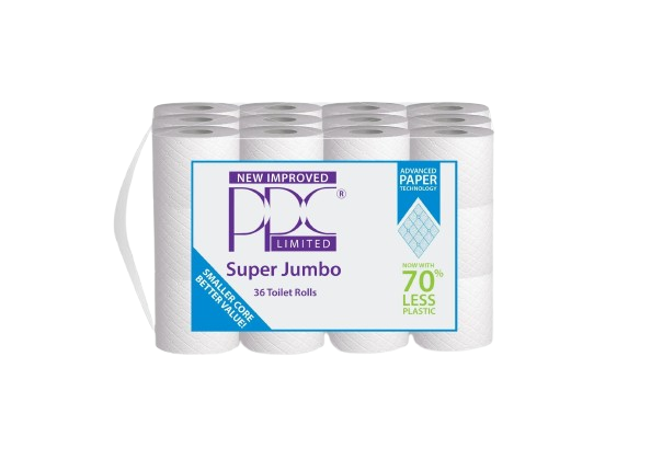 PPC Super Jumbo 2-Ply Quilted Toilet Rolls - 26m Per Roll, 320 Sheets