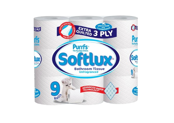 SOFTLUX™ 3-Ply Extra Quilted Unscented Toilet Rolls - Premium Bathroom Tissue