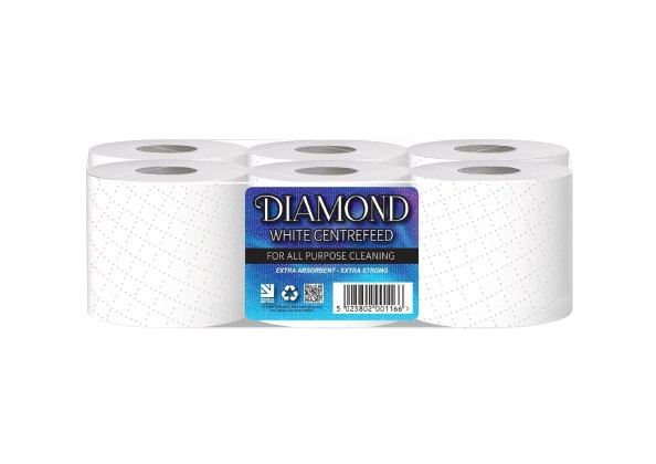 Diamond White Centre Feed Rolls 2ply - 100% Recycled Paper