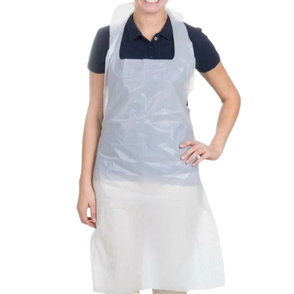 Disposable White Polythene Aprons - Waterproof, Anti-Bacterial Infection Control