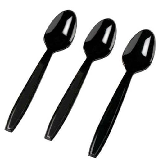 Case x 1,000 Quality Heavy Duty Black Plastic Dessert Spoons