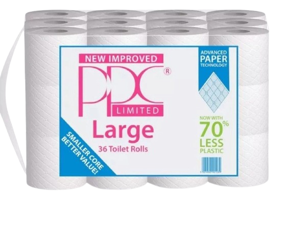 144 Toilet Large PPC Rolls 2ply Quilted Embossed Luxury White Tissue Rolls