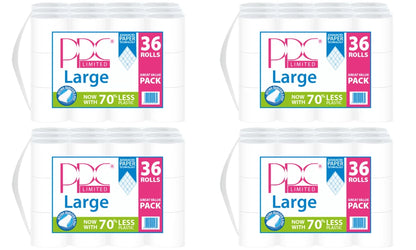 144 Toilet Large PPC Rolls 2ply Quilted Embossed Luxury White Tissue Rolls