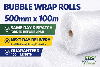 Bubble Wrap Roll 500mm x 100m Small Bubbles Strong Packing Wrap