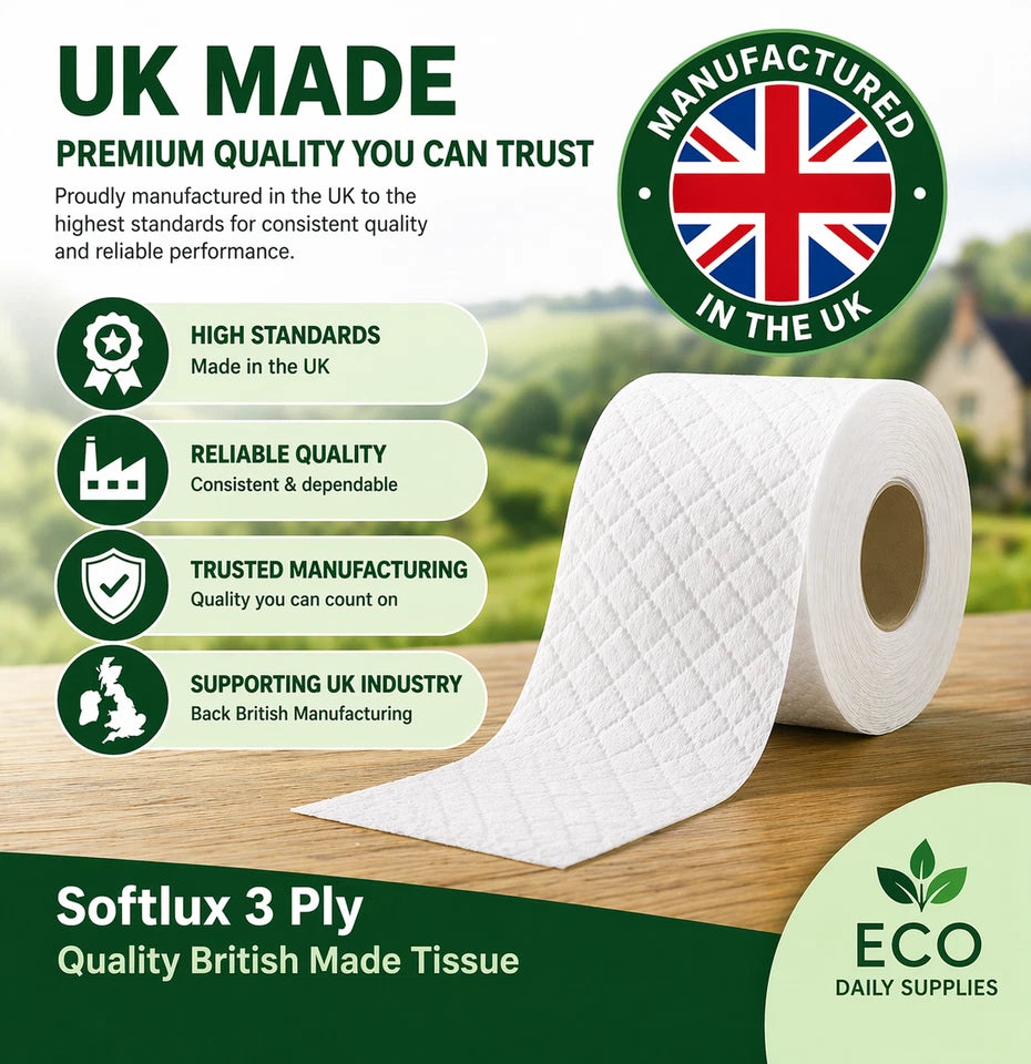 Softlux 108 Toilet Rolls 3 Ply Quilted Luxury Soft UK Made Tissue